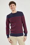 Armor-Lux Groix Sweater Stripes Navy Red Model / Voorkant