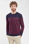 Armor-Lux Port-Louis T-Shirt Strepen Donkerblauw Rood Model / Voorkant