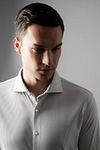 Desoto Essential Shirt Hai Piqué Stripes Beige Model / Voorkant