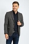 Suitable Birds Eye Sport Jacket Merino Wool Anthracite Model / Voorkant with Bram