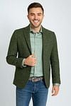 Suitable Birds Eye Sport Jacket Merino Wool Green Model / Voorkant with Bram