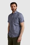 Vanguard Short Sleeve Hemd Leinen Blau Model / Zijkant