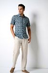 Desoto Short Sleeve Jersey Overhemd Bloemenprint Blauw Model / Voorkant