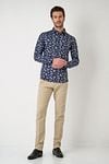 Desoto Hemd Print Denim Blooming Navy Model / Voorkant