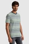 Cast Iron T-shirt Strepen Blauw Groen Model / Zijkant