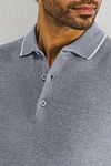State Of Art Pique Polo Shirt Blue-grey Model / Detail