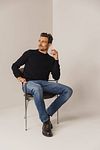 State Of Art Sweater Structure Contrast Navy Model / Voorkant