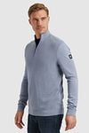 Vanguard Sweater Half Zip Textured Blue Model / Zijkant