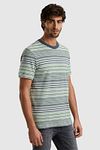 Cast Iron T-shirt Stripes Blue Green Model / Zijkant