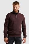 PME Legend Half Button Zip Sweater Bordeaux   Model / Voorkant