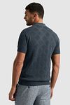 Cast Iron Knitted Half Zip Poloshirt Structure Bleu Model / Achterkant