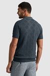 Cast Iron Knitted Half Zip Poloshirt Structuur Blauw Model / Achterkant