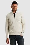 Cast Iron Knitted Half Zip Pullover Ecru Model / Voorkant