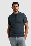 Cast Iron Knitted Half Zip Polo Shirt Structure Blue Model / Voorkant