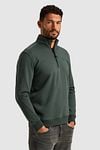 Cast Iron Half Zip Pullover Green Model / Zijkant