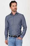 Suitable Dobby Shirt Melange Dark Blue Model / Voorkant with Emiel