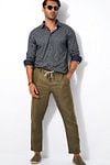 Desoto Shirt Print Dark Green Model / Voorkant