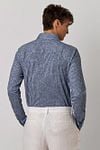 Desoto Shirt Kent Linen Optics Stripes Navy Model / Achterkant