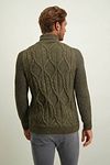 State Of Art Turtleneck Sweater Melange Green Model / Achterkant