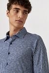 Desoto Shirt Kent Linen Optics Stripes Navy Model / Detail