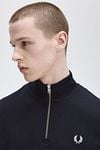 Fred Perry Half Zip Trui Navy Blauw Model / Detail