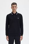 Fred Perry Langarm-Poloshirt Schwarz 350 Model / Voorkant