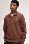 Fred Perry Half Zip Trui Whisky Bruin Model / Voorkant