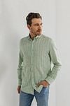 State Of Art Shirt Stripe Green Model / Voorkant