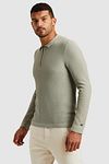Cast Iron Long Sleeve Half Zip Polo Shirt Structure Light Green Model / Zijkant