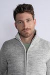 Petrol Cardigan Woodstock Grey Model / Detail