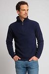 Suitable Half Zip Pullover Wool Blend Navy Model / Voorkant