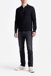 King Essentials The Robert Long Sleeve Poloshirt Merino Zwart Model / Voorkant
