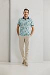 State of Art Poloshirt Piqué Print Lichtblauw Model / Voorkant