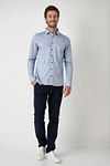 Desoto Shirt Flanel Melange Light Blue  Model / Voorkant