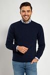 Suitable Lamswol Trui Ronde Hals Navy Model / Voorkant met Bram