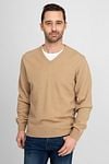 Suitable Pullover Wool V-Neck Beige Model / Voorkant with Emiel