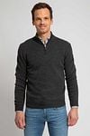 Suitable Half Zip Trui Lamswol Antraciet Model / Voorkant