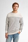 Petrol Sweater Palm Stripe Ecru  Model / Voorkant
