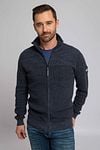Petrol Cardigan Maywood Navy Model / Voorkant with Emiel