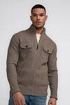Petrol Cardigan Sitka Taupe Model / Voorkant