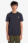 Fred Perry Ringer T-Shirt Navy Model / Voorkant