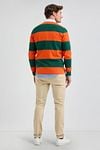 McGregor Rugbyshirt Streifen Orange Grün Model / Achterkant