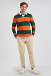 McGregor Rugbyshirt Stripe Orange Green Model / Voorkant