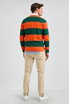 McGregor Rugbyshirt Stripe Orange Green Model / Achterkant