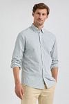 McGregor Shirt Poplin Stripes Sage Green Model / Voorkant