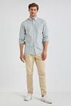 McGregor Shirt Poplin Stripes Sage Green Model / Voorkant