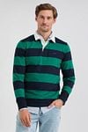 McGregor Rugbyshirt Stripe Navy Green Model / Voorkant