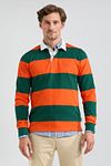 McGregor Rugbyshirt Stripe Orange Green Model / Voorkant