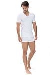 Mey V-Ausschnitt Dry Cotton T-Shirt Weiß 2-Pack Model / Voorkant