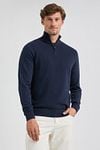 McGregor Half Zip Trui Merinowol Navy Model / Voorkant
